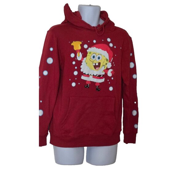 Nickelodeon Spongebob Squarepants Christmas Red Hoodie Size Medium Unisex - Picture 2 of 7